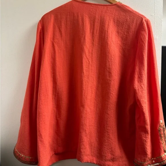 Venezia Women's Orange Embellished Blouse - Picture 2 of 3